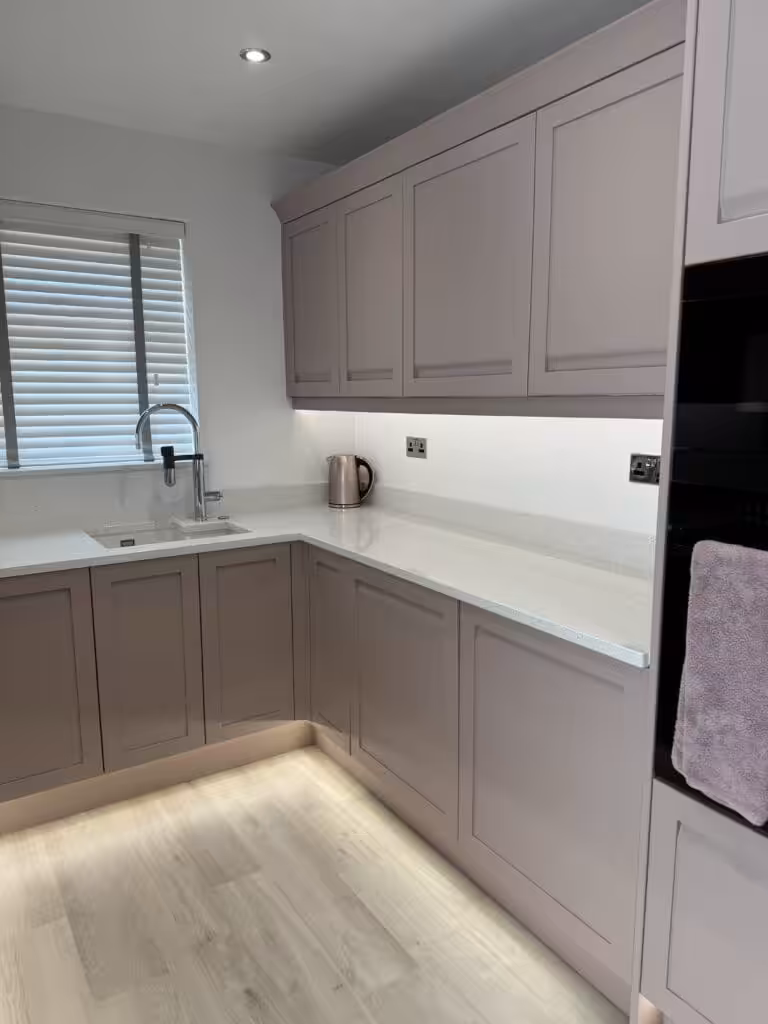 pink shaker kitchen